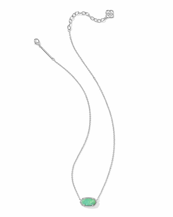 Kendra Scott Elisa Silver Pendant Necklace in Mint Iridescent Abalone