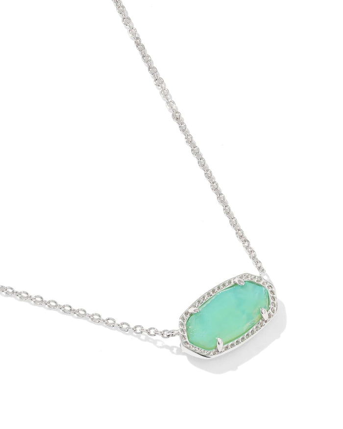 Kendra Scott Elisa Silver Pendant Necklace in Mint Iridescent Abalone