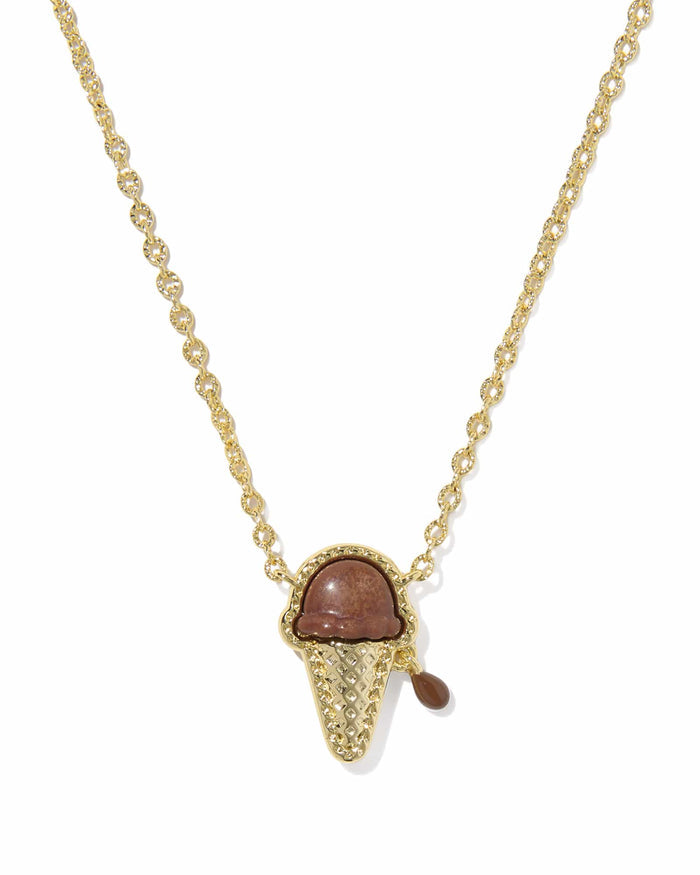 Kendra Scott Ice Cream Gold Pendant Necklace in Brown Magnesite
