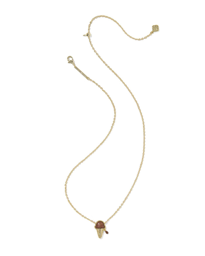Kendra Scott Ice Cream Gold Pendant Necklace in Brown Magnesite