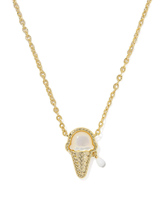 Kendra Scott Ice Cream Gold Pendant Necklace in Ivory Mother of Pearl