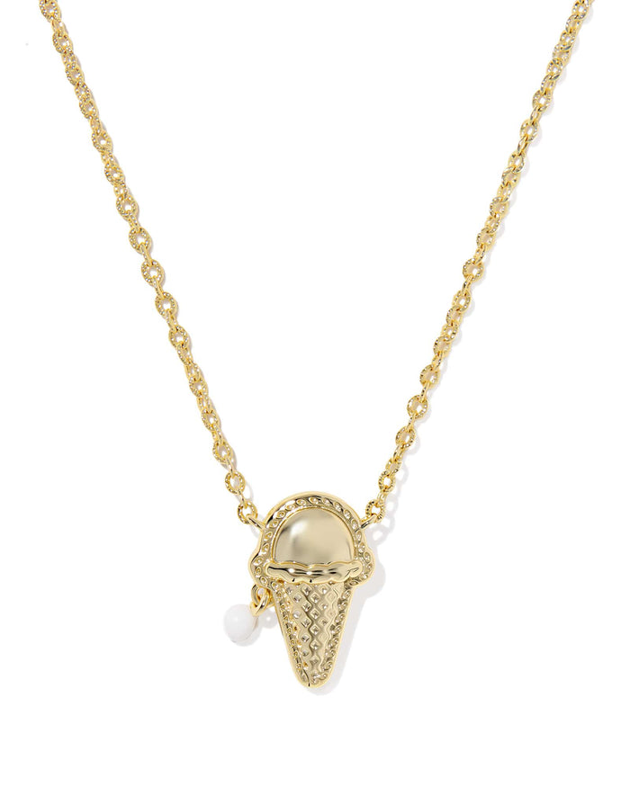Kendra Scott Ice Cream Gold Pendant Necklace in Ivory Mother of Pearl