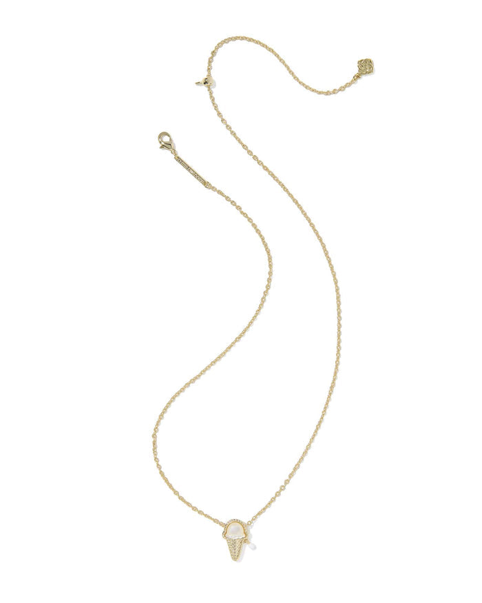Kendra Scott Ice Cream Gold Pendant Necklace in Ivory Mother of Pearl