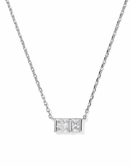 Kendra Scott Jamie Silver Pendant Necklace in White CZ