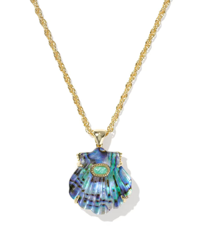 Kendra Scott Lucia Shell Gold Pendant Necklace in Abalone Shell