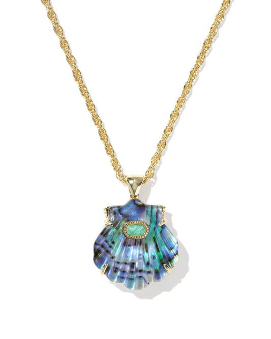Kendra Scott Lucia Shell Gold Pendant Necklace in Abalone Shell