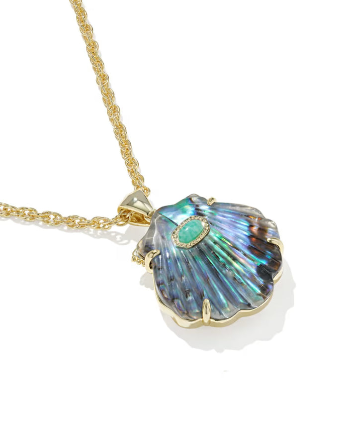 Kendra Scott Lucia Shell Gold Pendant Necklace in Abalone Shell