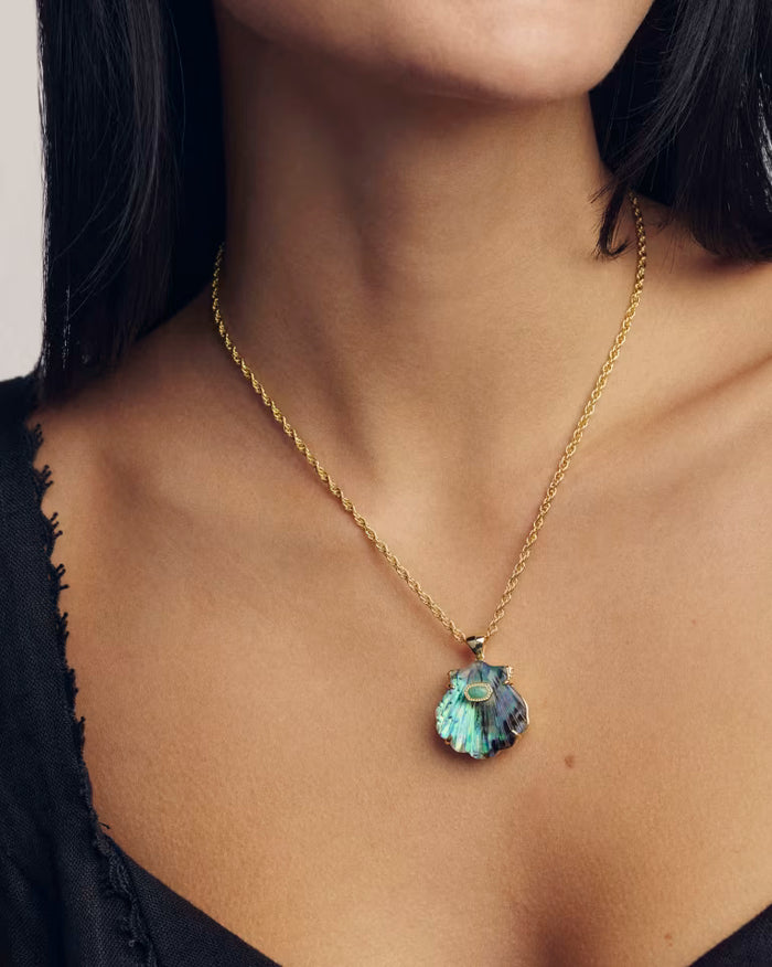 Kendra Scott Lucia Shell Gold Pendant Necklace in Abalone Shell