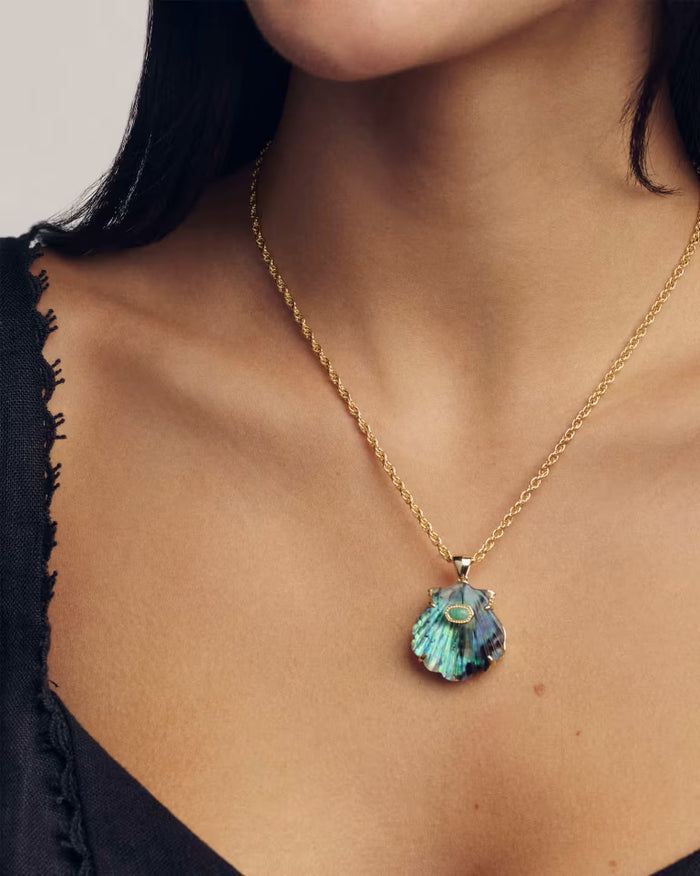 Kendra Scott Lucia Shell Gold Pendant Necklace in Abalone Shell