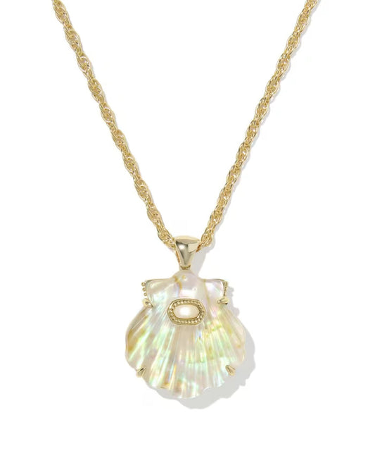 Kendra Scott Lucia Shell Gold Pendant Necklace in Iridescent Abalone Shell
