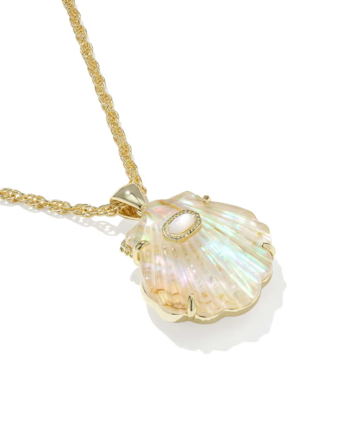 Kendra Scott Lucia Shell Gold Pendant Necklace in Iridescent Abalone Shell