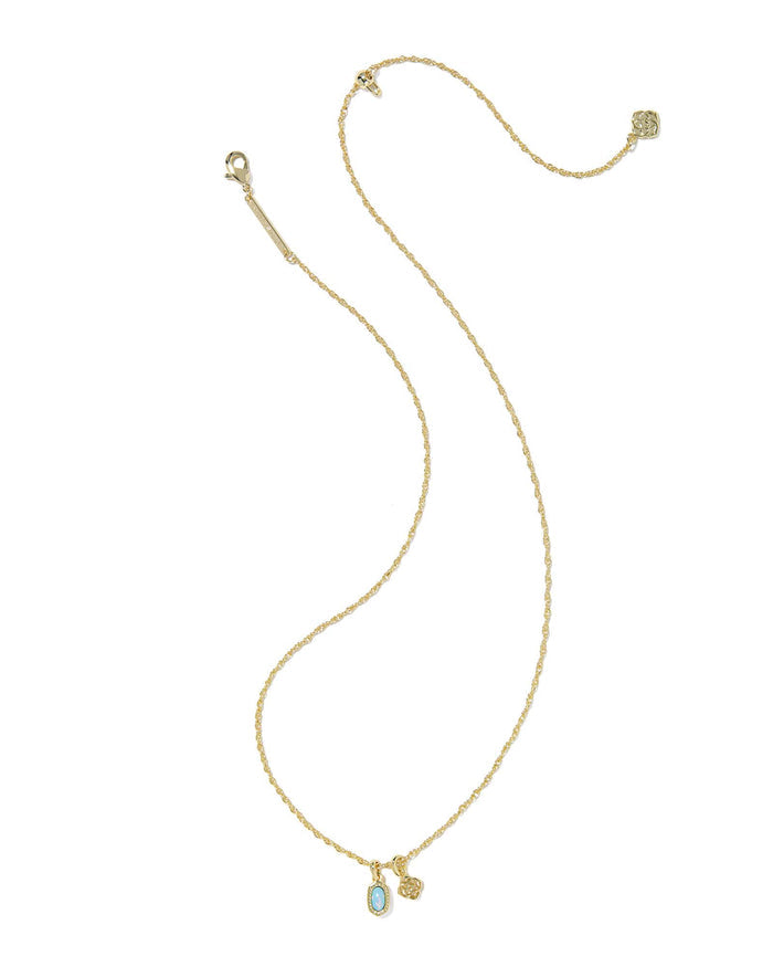 Kendra Scott Mini Elisa Dira Gold Necklace in Blue Lab Grown Opal
