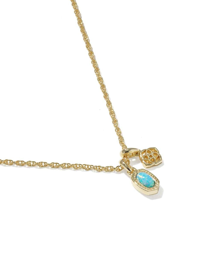Kendra Scott Mini Elisa Dira Gold Necklace in Blue Lab Grown Opal