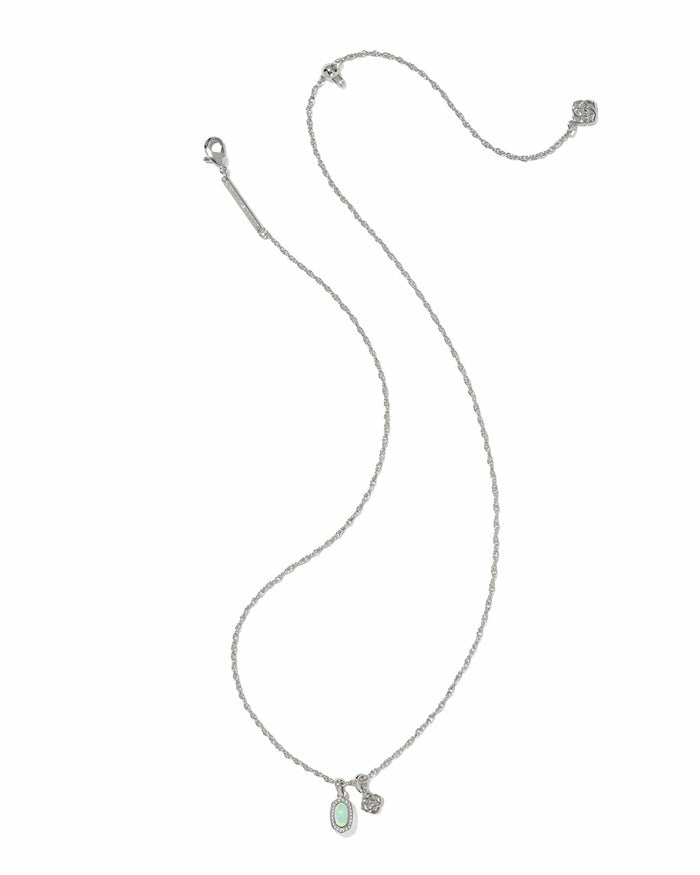 Kendra Scott Mini Elisa Dira Silver Necklace in Green Lab Grown Opal
