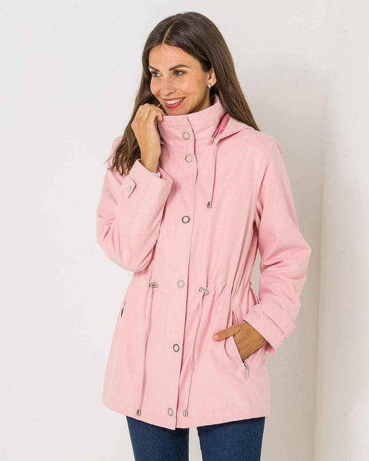 Kennedy Patterned Showerproof Coat - Pink - Image 1 - The Classic Boutique