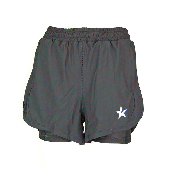 Ladies Fit Double Layer Shorts | Black