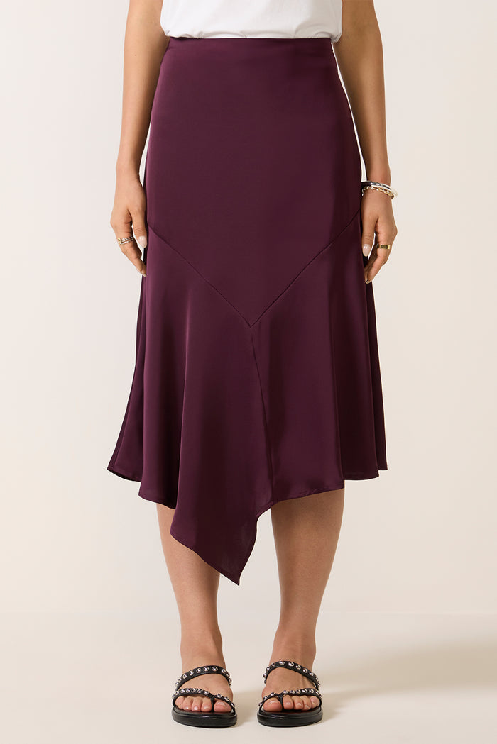 Lana Asymmetrical Satin Skirt