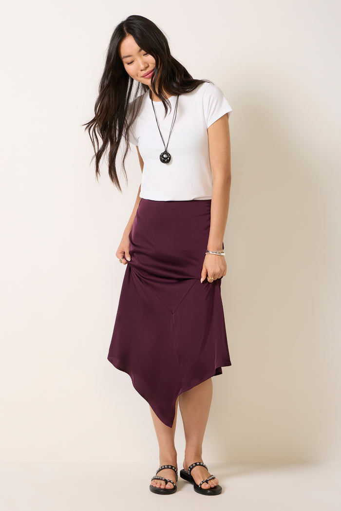 Lana Asymmetrical Satin Skirt