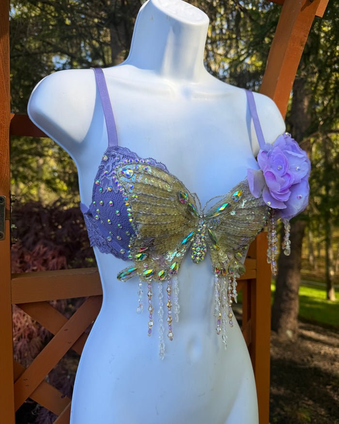 Lavender Butterfly Flower Fairy Bra Costume – Handmade Dance & Rave Top