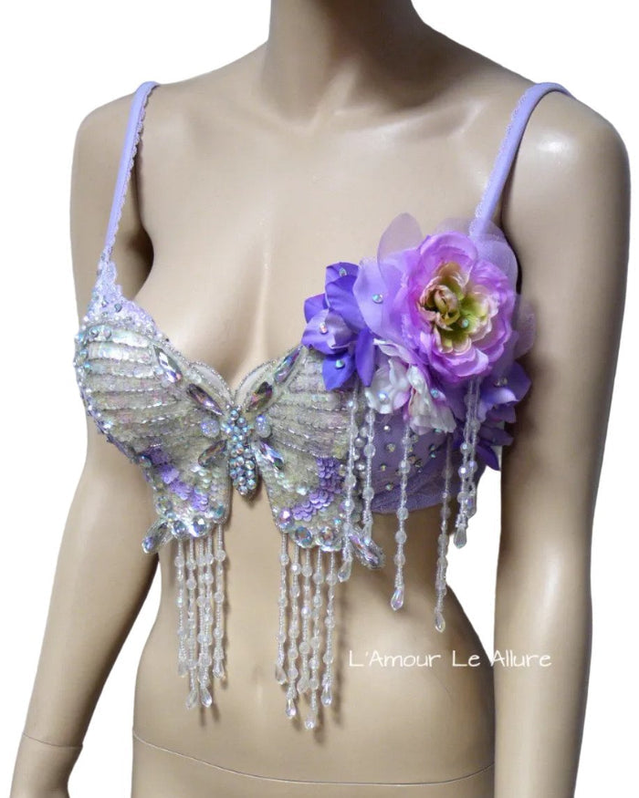 Lavender Butterfly Flower Fairy Bra Costume – Handmade Dance & Rave Top