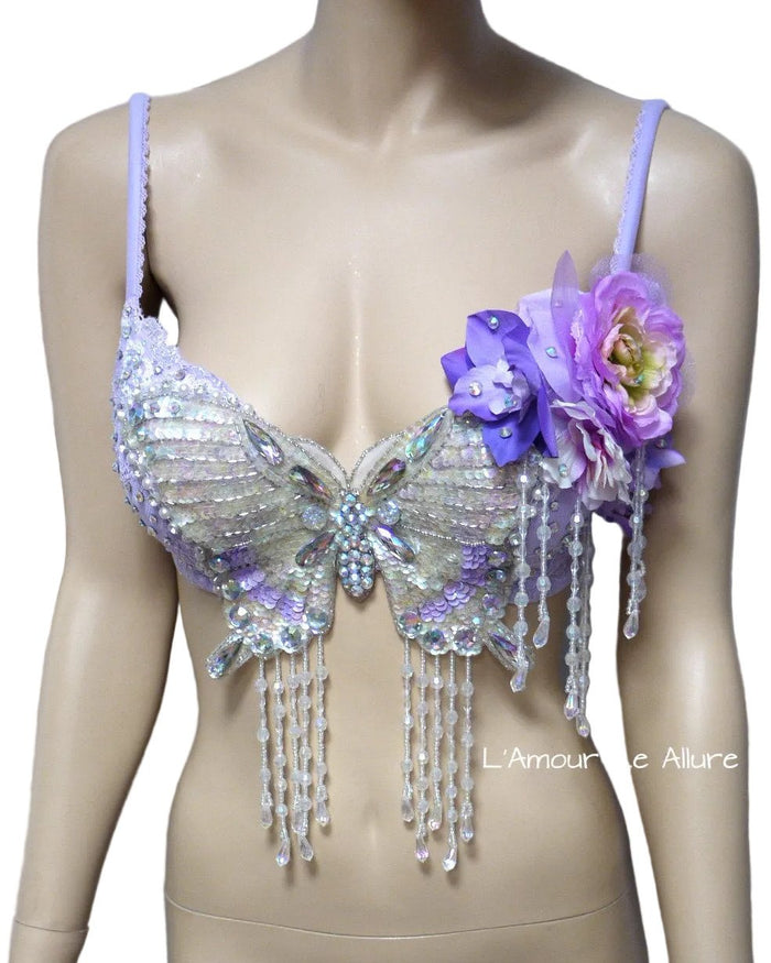 Lavender Butterfly Flower Fairy Bra Costume – Handmade Dance & Rave Top