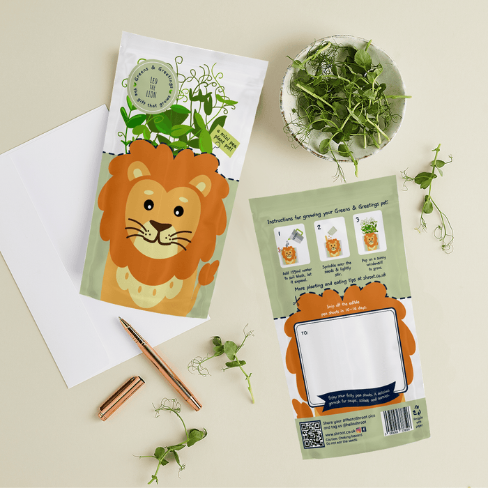 'Leo' Lion Growable Microgreen Greetings Card