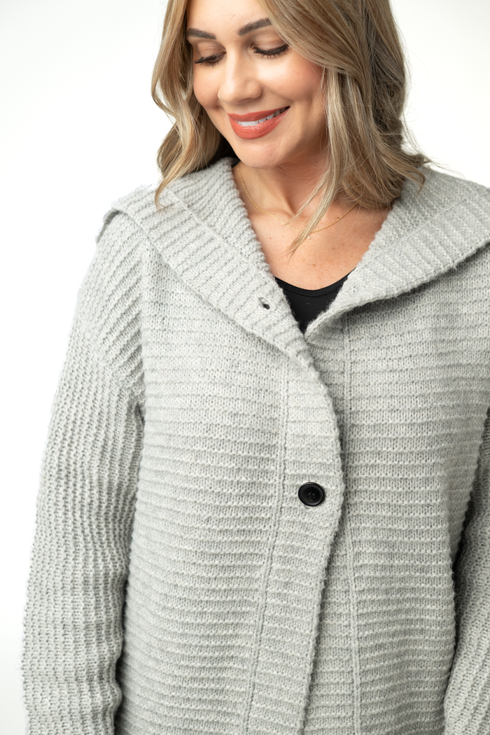 Lillian Long Hooded Cardigan - Grey by Michelle Mae