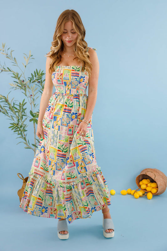 Bila77 Linda Flora Dress-Vibrant Print Vacation Dress- Women's Summer Beach Dress