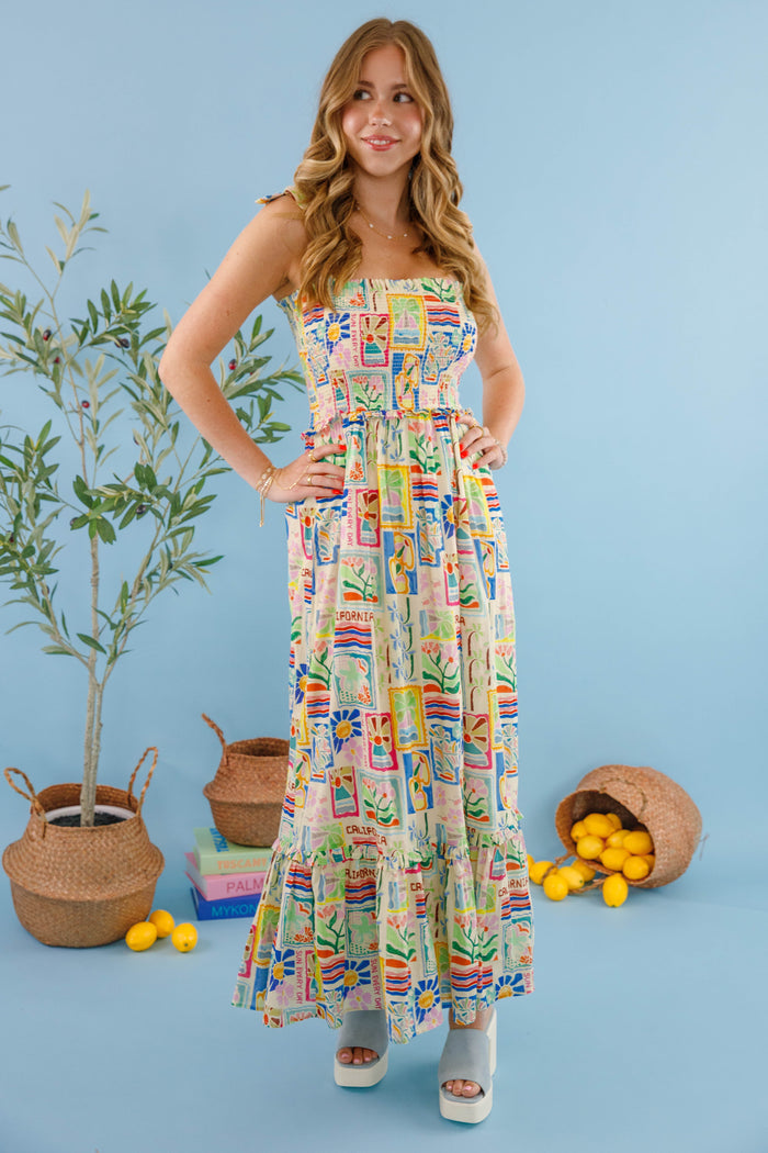 Bila77 Linda Flora Dress-Vibrant Print Vacation Dress- Women's Summer Beach Dress
