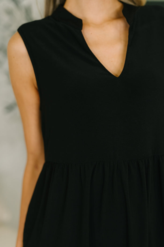 Lizzy Tiered Tank Dress in Black by Dear Scarlett