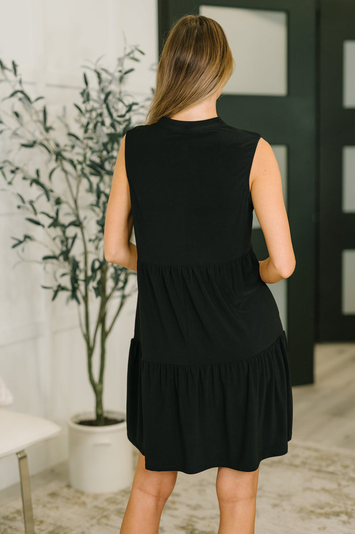 Lizzy Tiered Tank Dress in Black by Dear Scarlett