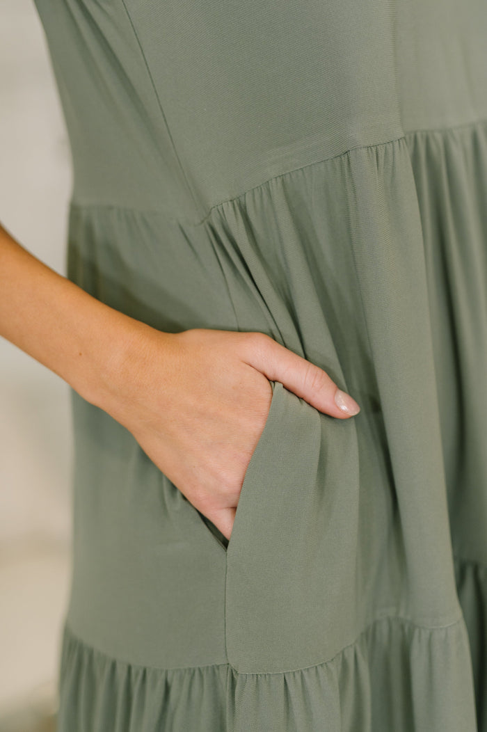 Lizzy Tiered Tank Dress in Pistachio by Dear Scarlett