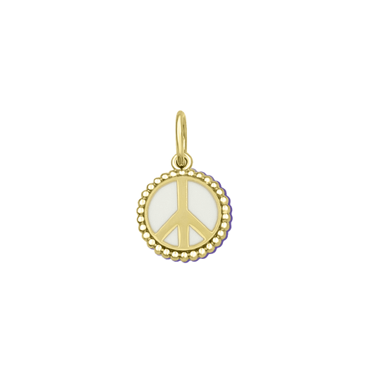 Lola Peace Sign Pendant - Gold & White