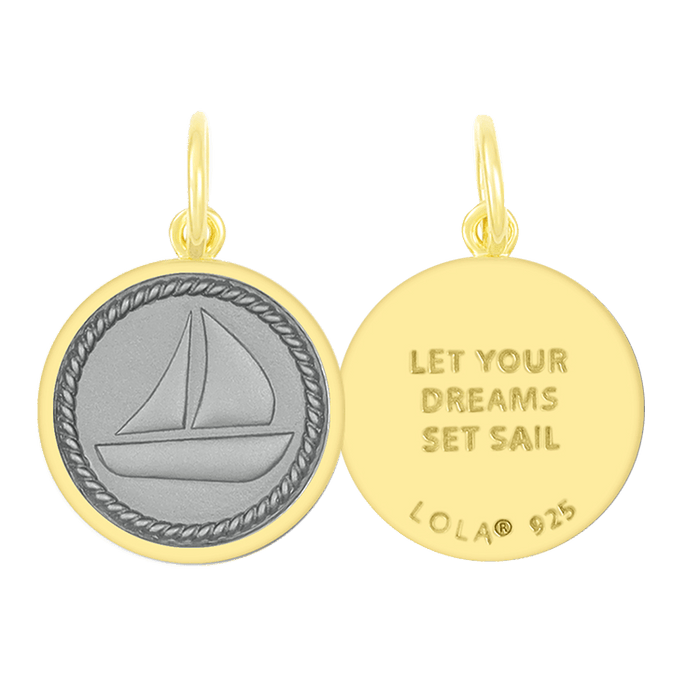 Lola Sailboat Pendant - All Gold Light Blue