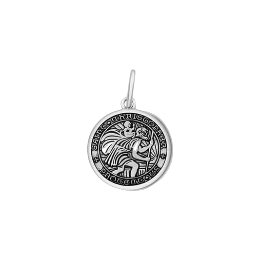 Lola St. Christopher Pendant - Oxy Silver