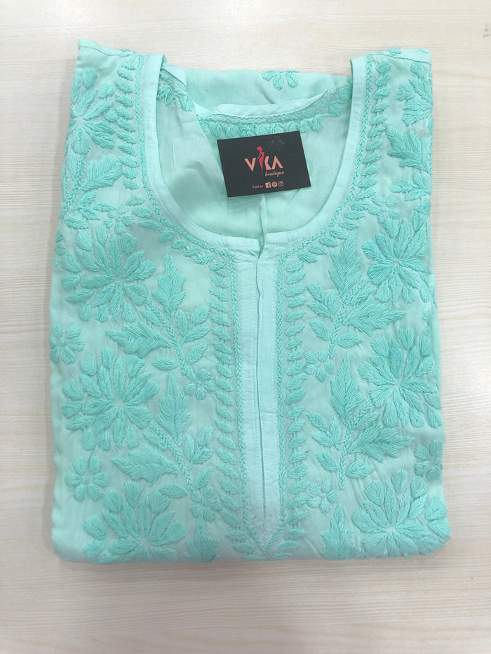 Lucknowi ready kurti - Light Blue
