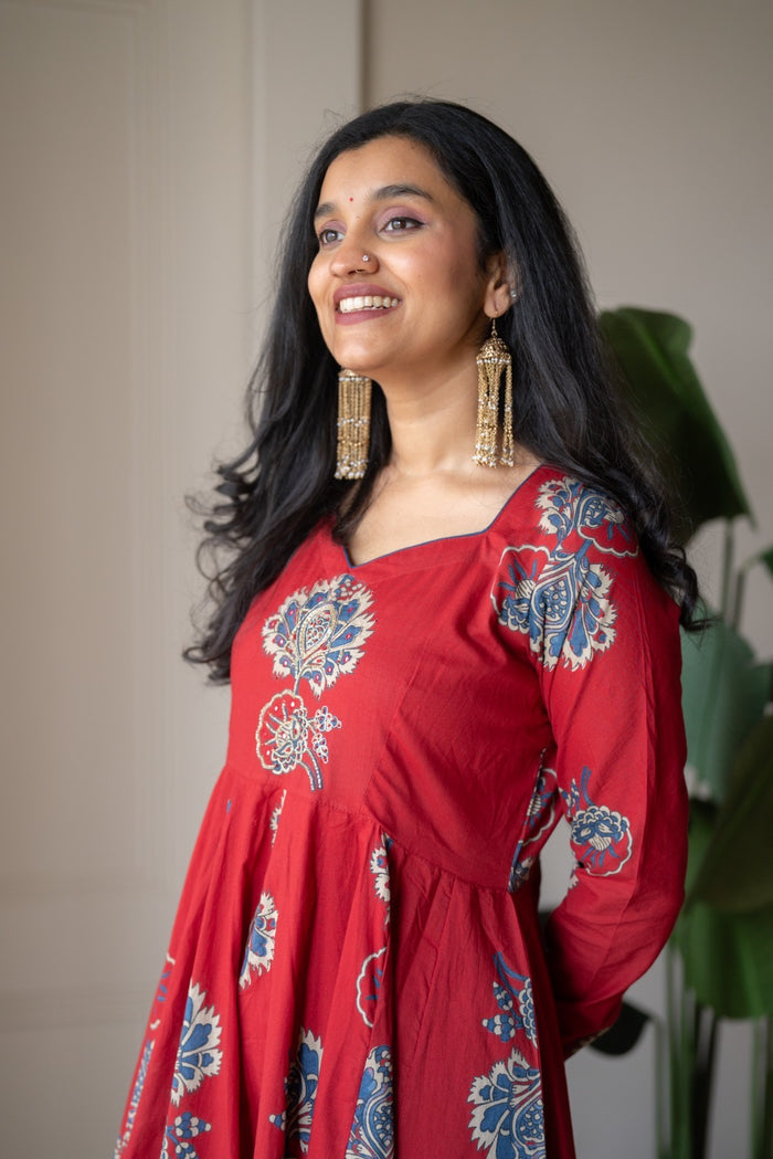 Mahara Maroon Boota Anarkali Set