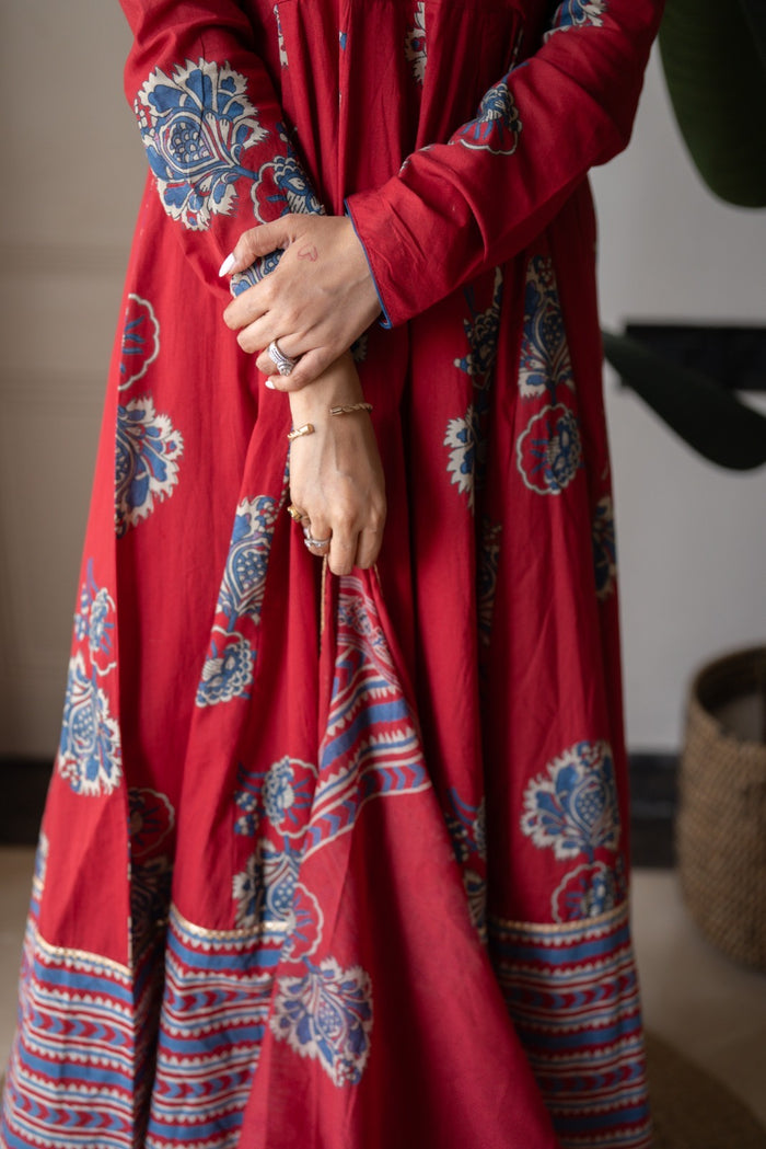 Mahara Maroon Boota Anarkali Set