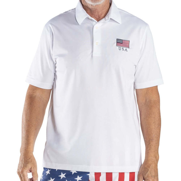Men's Greg Norman Freedom Pique USA Polo - The Flag Shirt