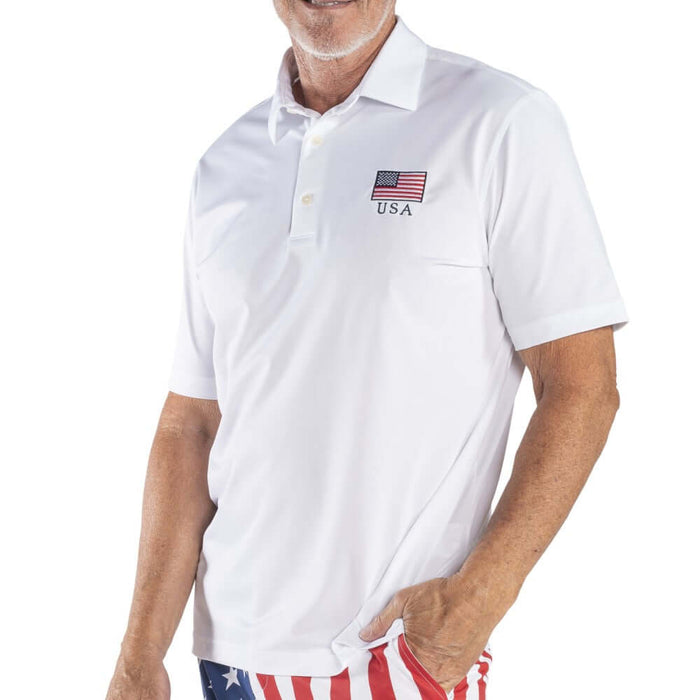 Men's Greg Norman Freedom Pique USA Polo - The Flag Shirt