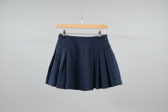 MESHKI Angie Pleated Buckle Mini Skirt- Dark Navy