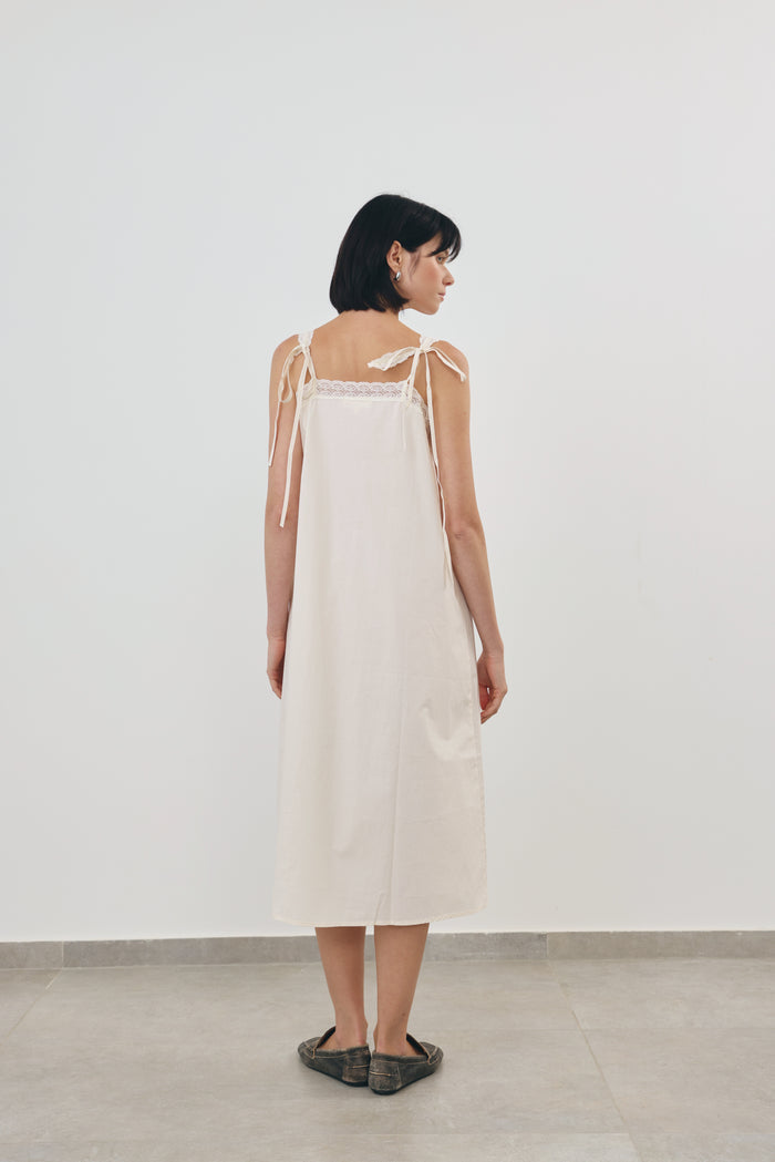 Midi Dress with Lace-Trimmed