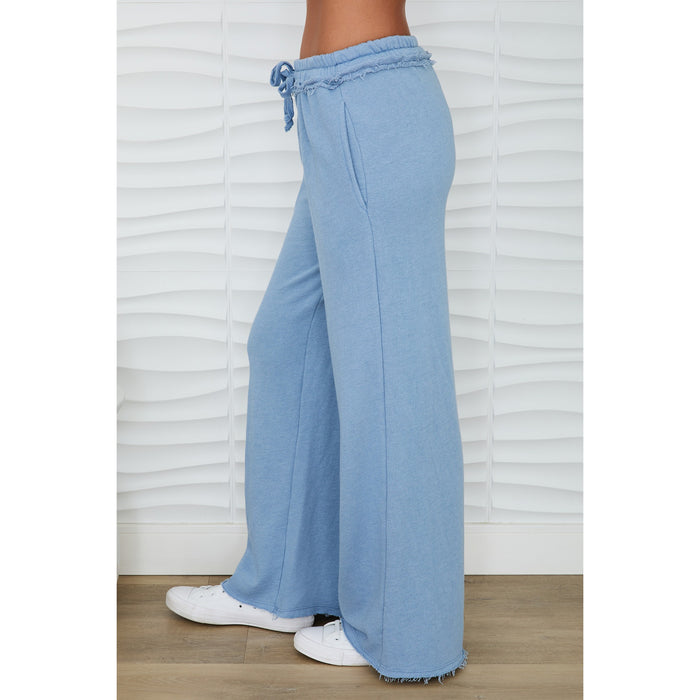 Milio Milano Raw Edge Wide Leg Sweatpants – Denim Blue