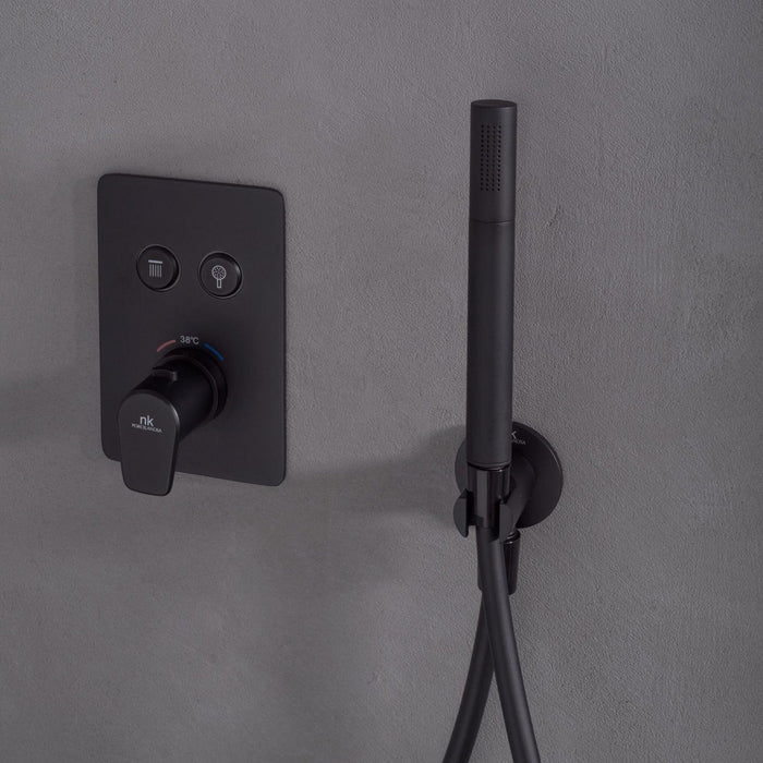 MINIMAL Wall Bracket with Outlet Elbow - Black Showers Noken by Porcelanosa