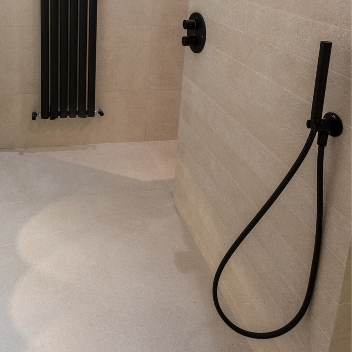 MINIMAL - Wall bracket with Outlet Elbow - Black Showers Noken by Porcelanosa