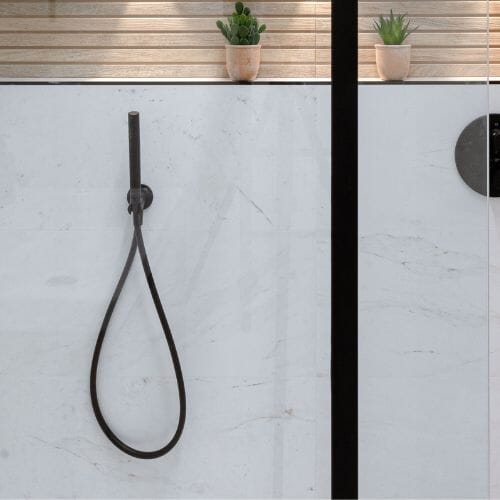 MINIMAL - Wall bracket with Outlet Elbow - Black Showers Noken by Porcelanosa