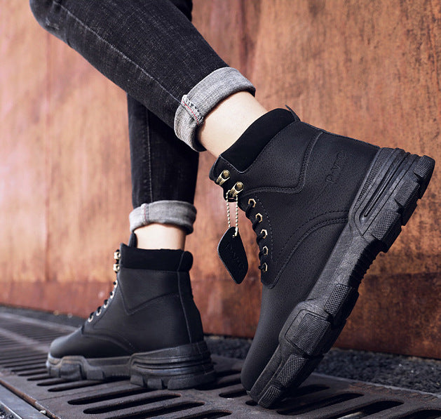 MS814 - Black Lace Up Military Boots