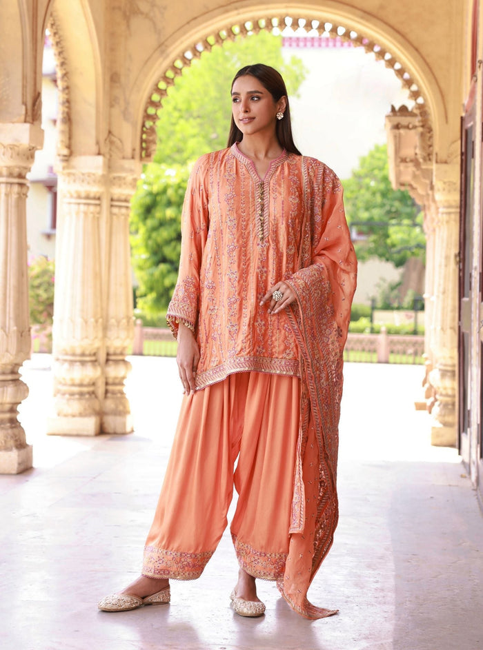 Mulmul Organza Pralika Orange Dupatta