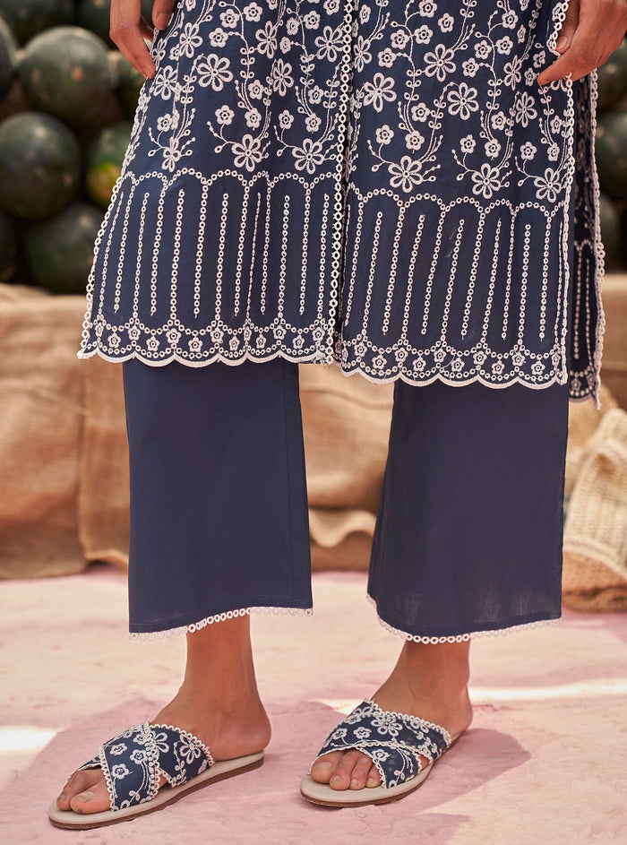 Mulmul Supima Cotton Heli Navy Pant