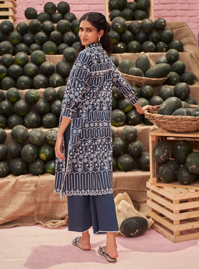 Mulmul Supima Cotton Heli Navy Pant